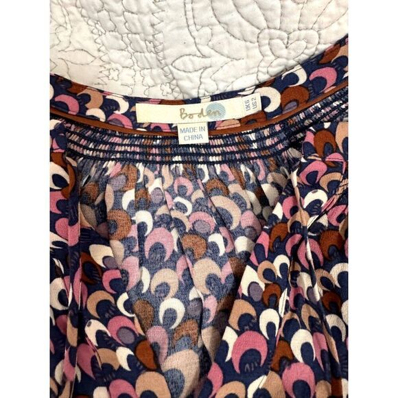 Boden Multicolor 3/4 Sleeve Notch Collar Top w/ Mod Design EUC Size US 2 UK 6 - Picture 4 of 9